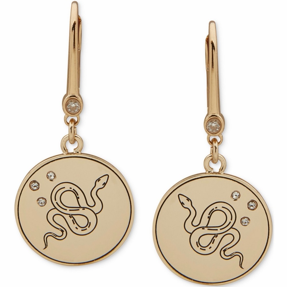 DKNY Gold Snake Dangle Earrings - Picture 2 of 3